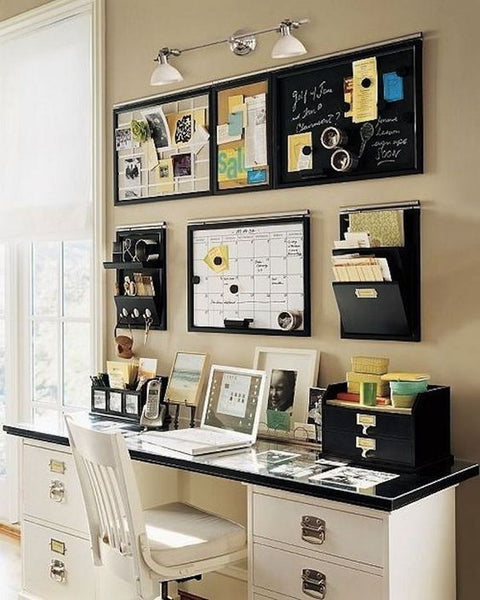 home office wall with storage