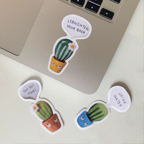 Cute cacti laptop stickers