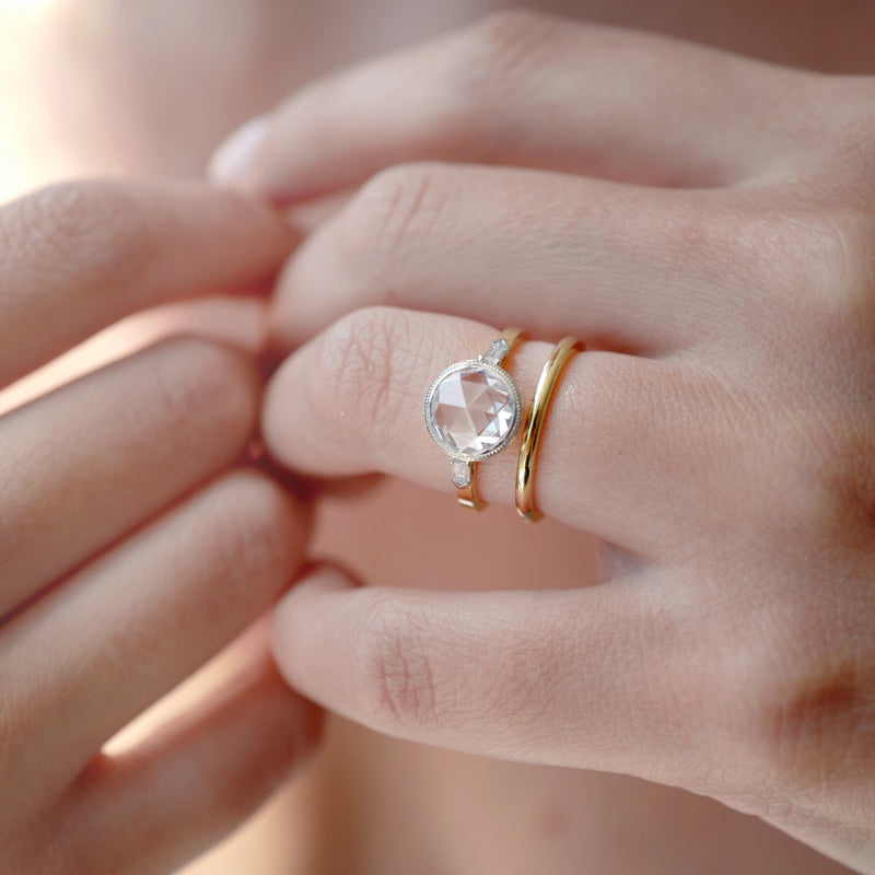 rose cut diamond rose gold ring