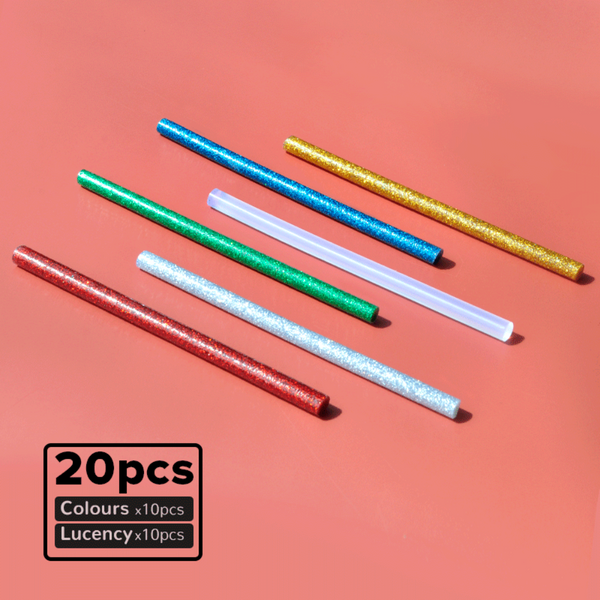 Cordless Hot Glue Gun, 30s Fast Heating, 20pcs Colorful Sticks
