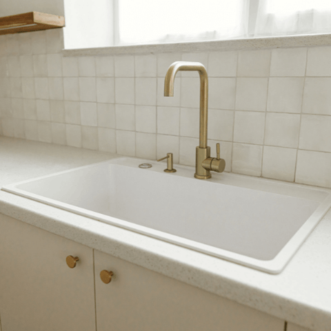 brushed brass kitchen tap