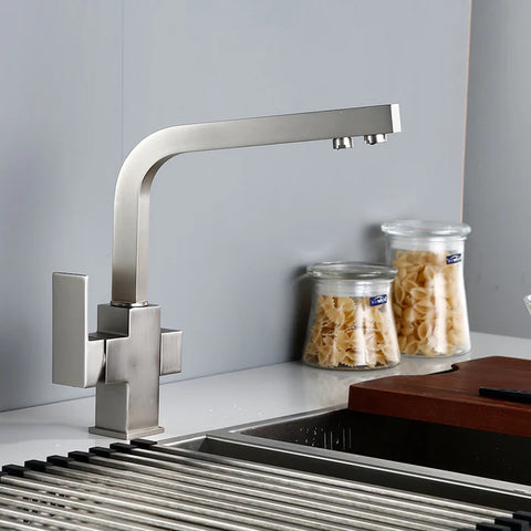 brushed nickel modern kitchen taps