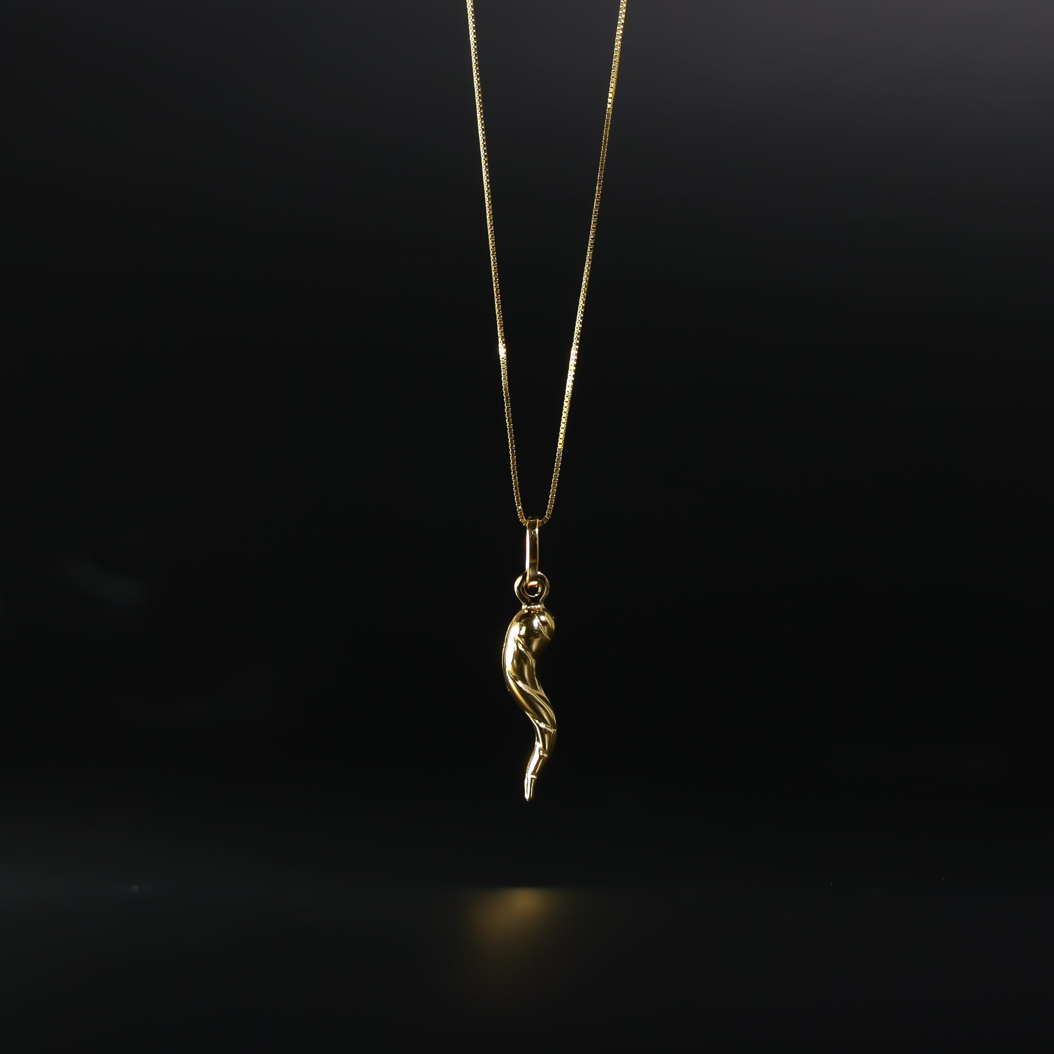 14K Yellow Gold 3d Cornicello Italian Horn Good Luck Charm Necklace Pendant:  16459949178931