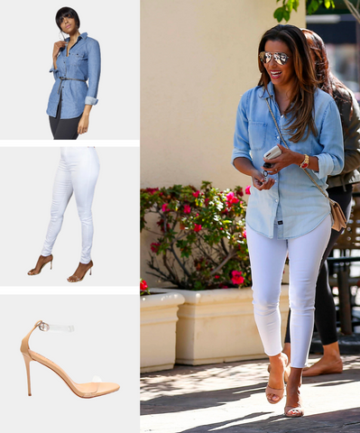 How to Style White Jeans for Tall Women - Denim Shirt