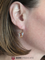 Load image into Gallery viewer, Commanding Shield Shape Oregon Sunstone Earrings in 14k Rose Gold
