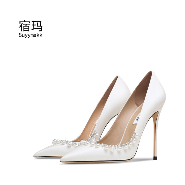 2022 New Beaded High Heel Luxury Fashion Pointed Toe Stiletto Wedding Pumps