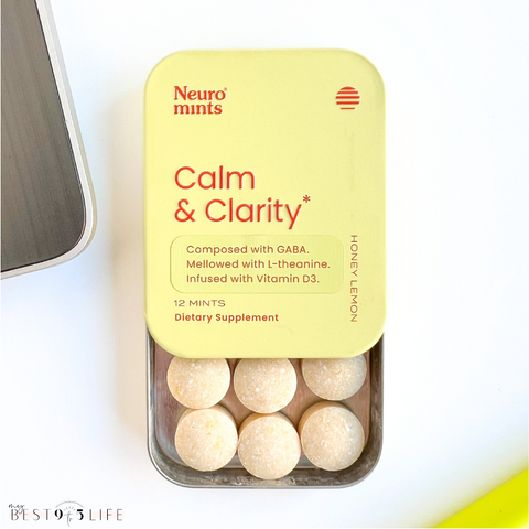Image of opened Calm & Clarity Honey Lemon Flavored Mints by Neuro