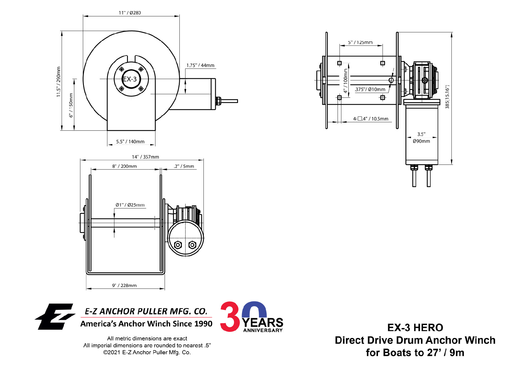 View our specs and drawings for our drum anchor winches