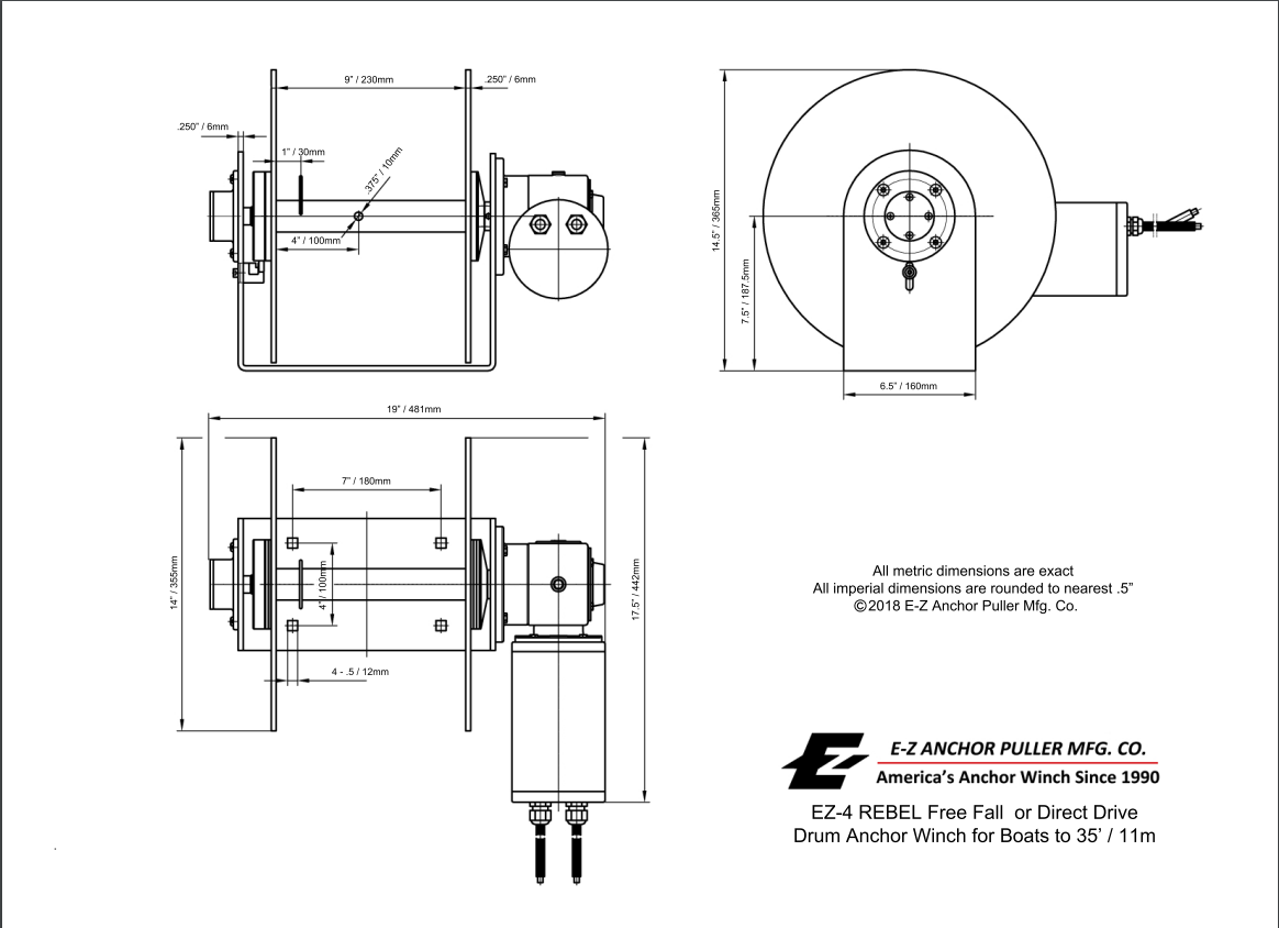 EZ Anchor Puller drum anchor winch Rebel EZ 4