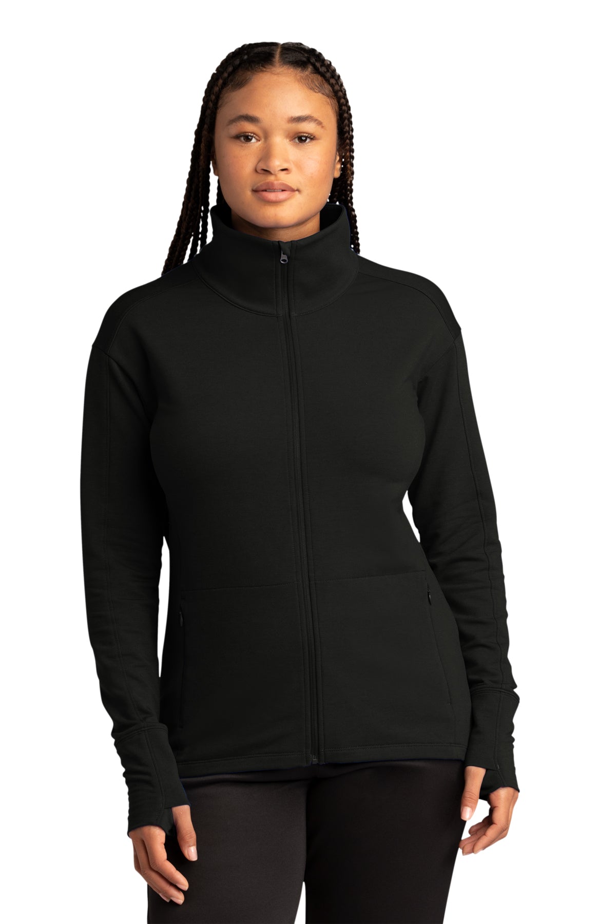 Sport-Tek ® Ladies Sport-Wick ® Flex Fleece Full-Zip - Black#N ...