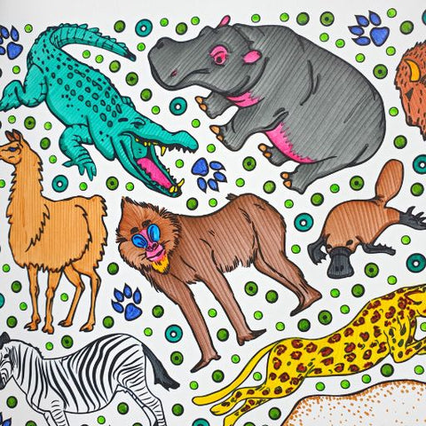 An animal colouring picture that demonstrates a colour stroking technique.