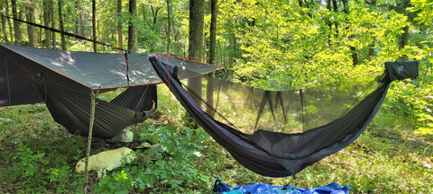 Two hammock hanging safely in the woods