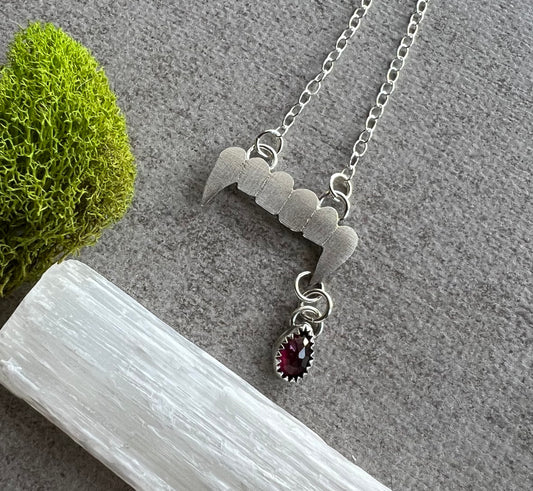 Vampire Fangs Necklace with Blood Drop — Bang-Up Betty