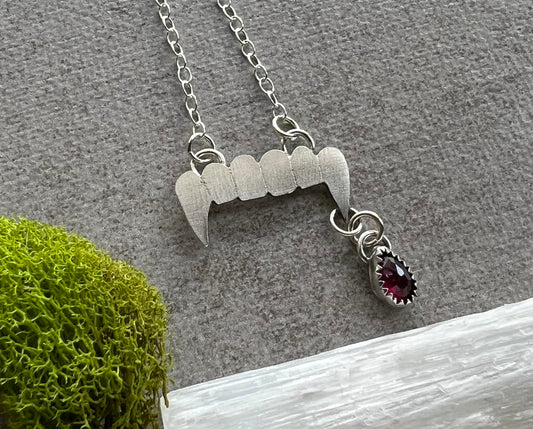 Vampire Fangs Necklace with Blood Drop — Bang-Up Betty