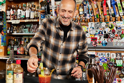 Demitri Bartending Bloody Mary