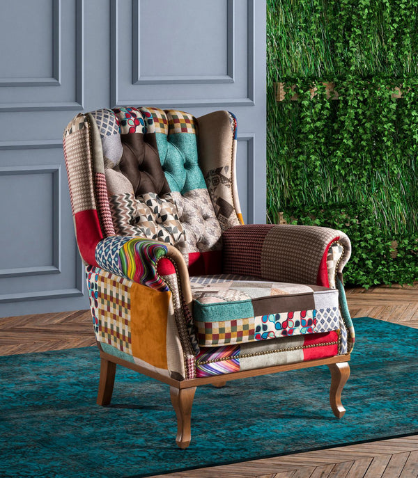 DFS Patchwork Tub Chair with Stag Designs