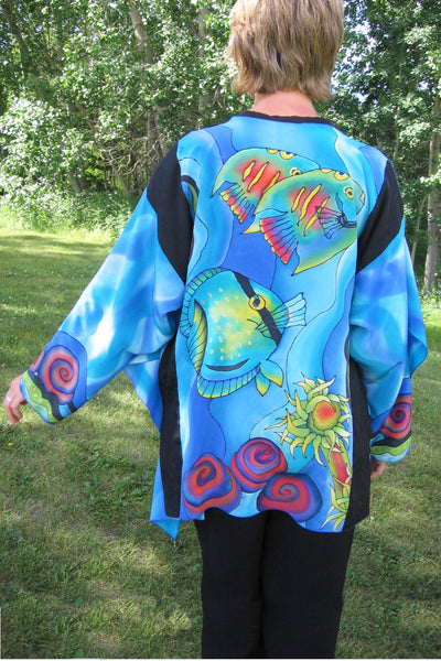 Kimono-style painted jacket