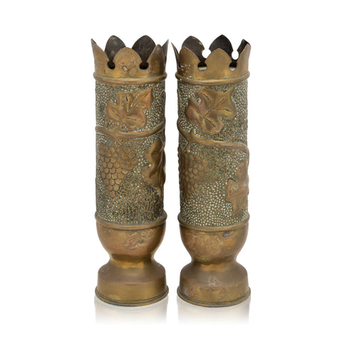 Matched Pair of Trench Art Vases, Furnishings, Decor, Trench Art