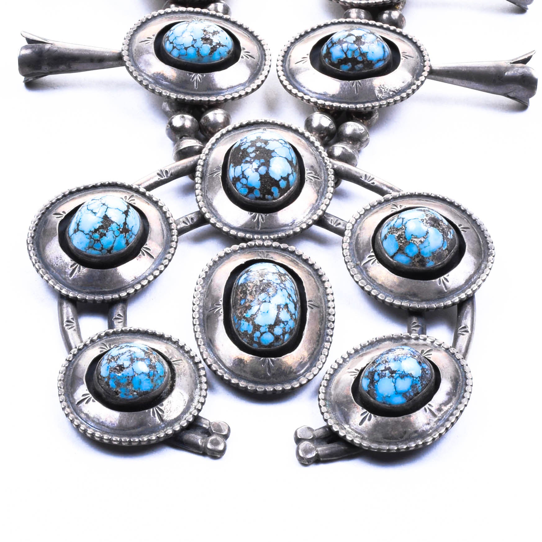 Navajo 5 Piece Turquoise Squash Blossom Set