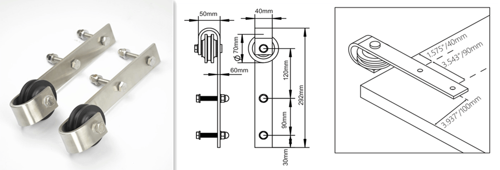 stainless steel barn door rollers