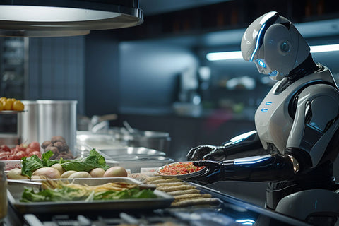 robot con comida del futuro