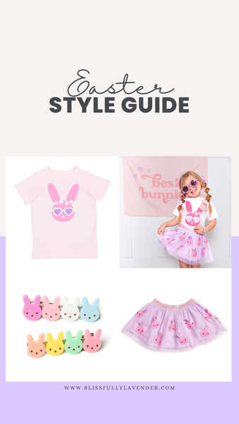 spring easter style guide with pieces from sweet wink bunny babe tutu and sweet wink bunny babe tee and lilies and rose bunny hair clips 