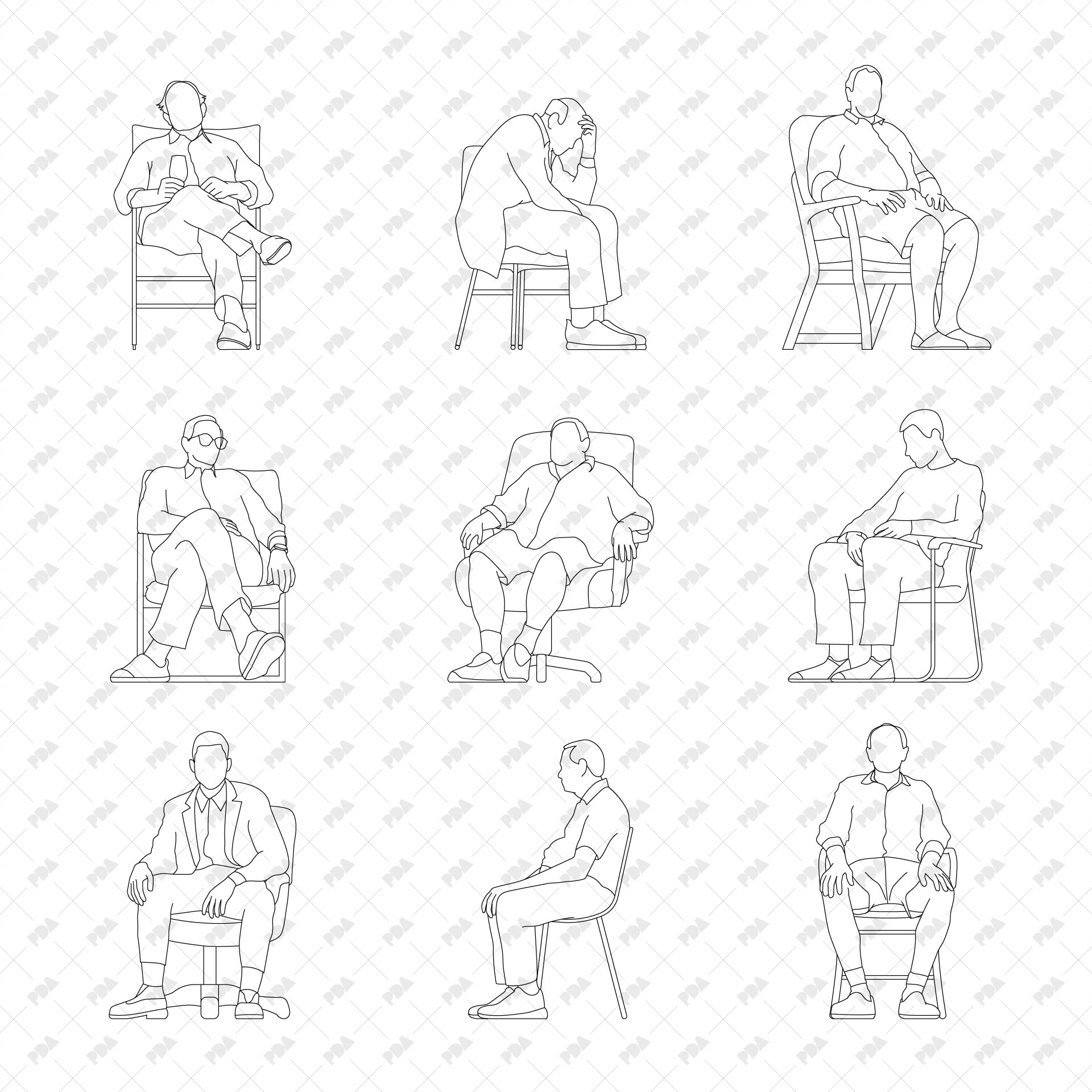 CAD, Vector Men Sitting