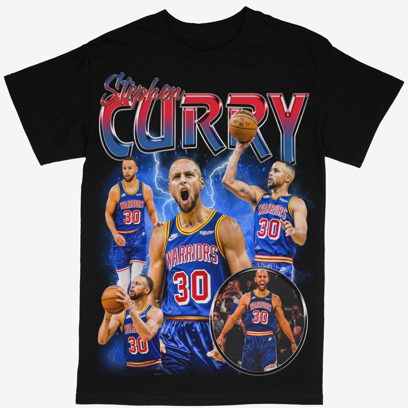 Stephen Curry Tee Shirt Golden State Warriors NBA Basketball Rap Style Steph (V2) - STREETWEAR