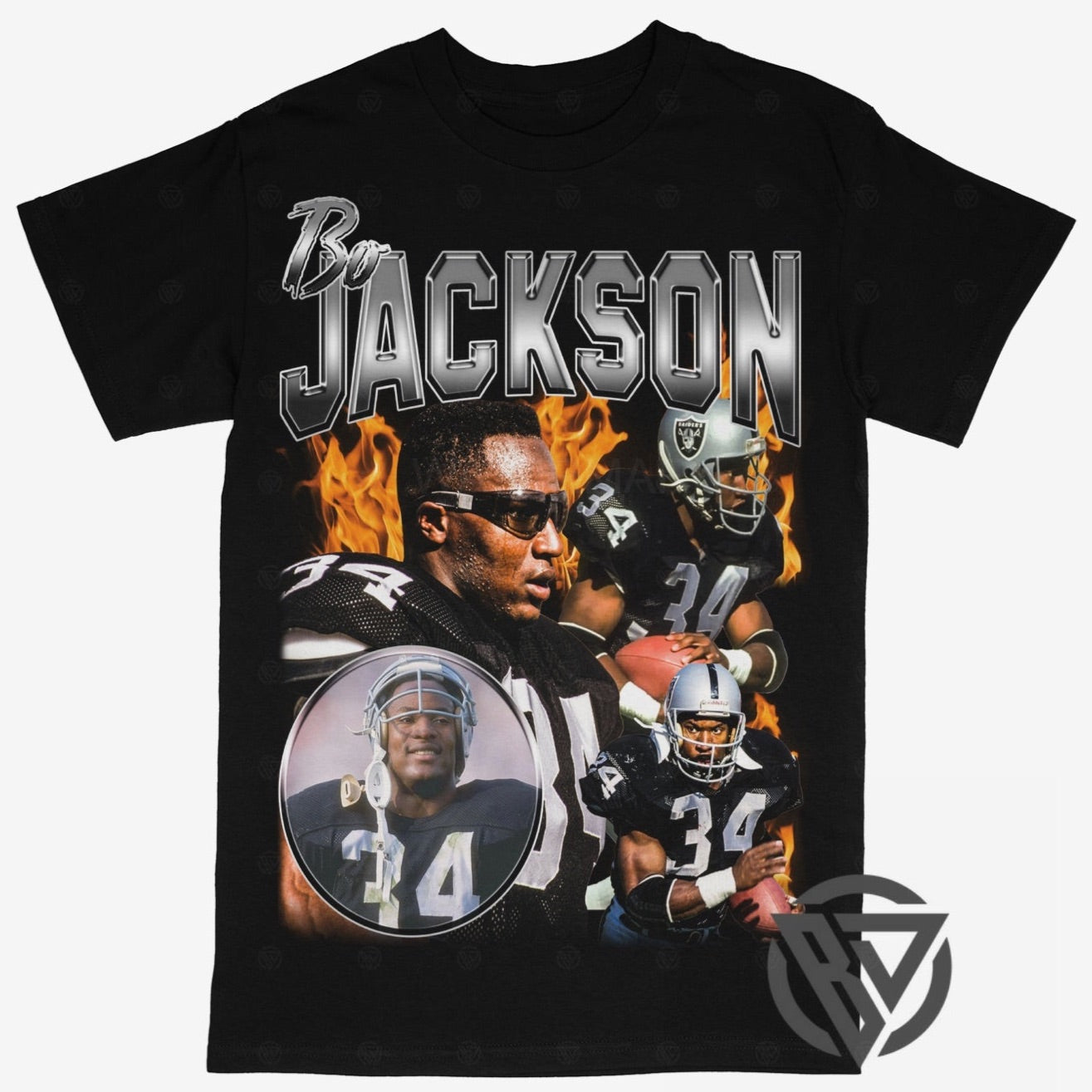 Bo Jackson Tee Shirt Oakland Las Vegas Raiders Football - Vintage Bootleg