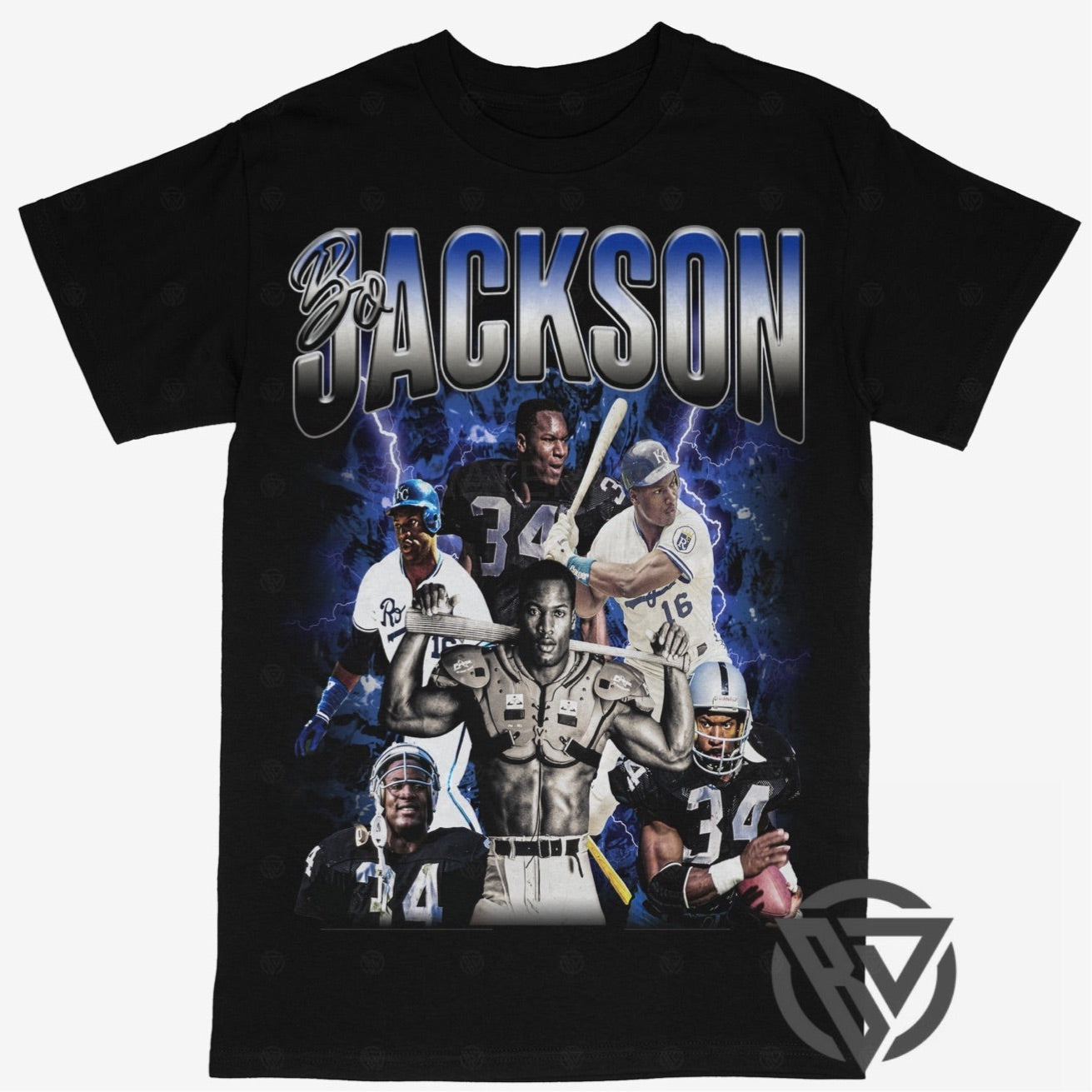 Bo Jackson Tee Shirt Raiders Football Royals Baseball - STREETWEAR