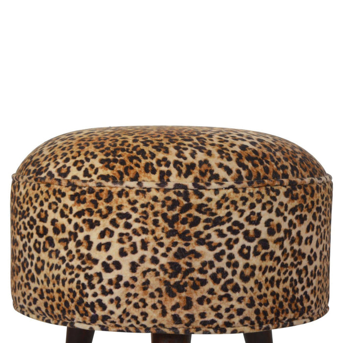 Round footstool with leopard print velvet - Simply Utopia