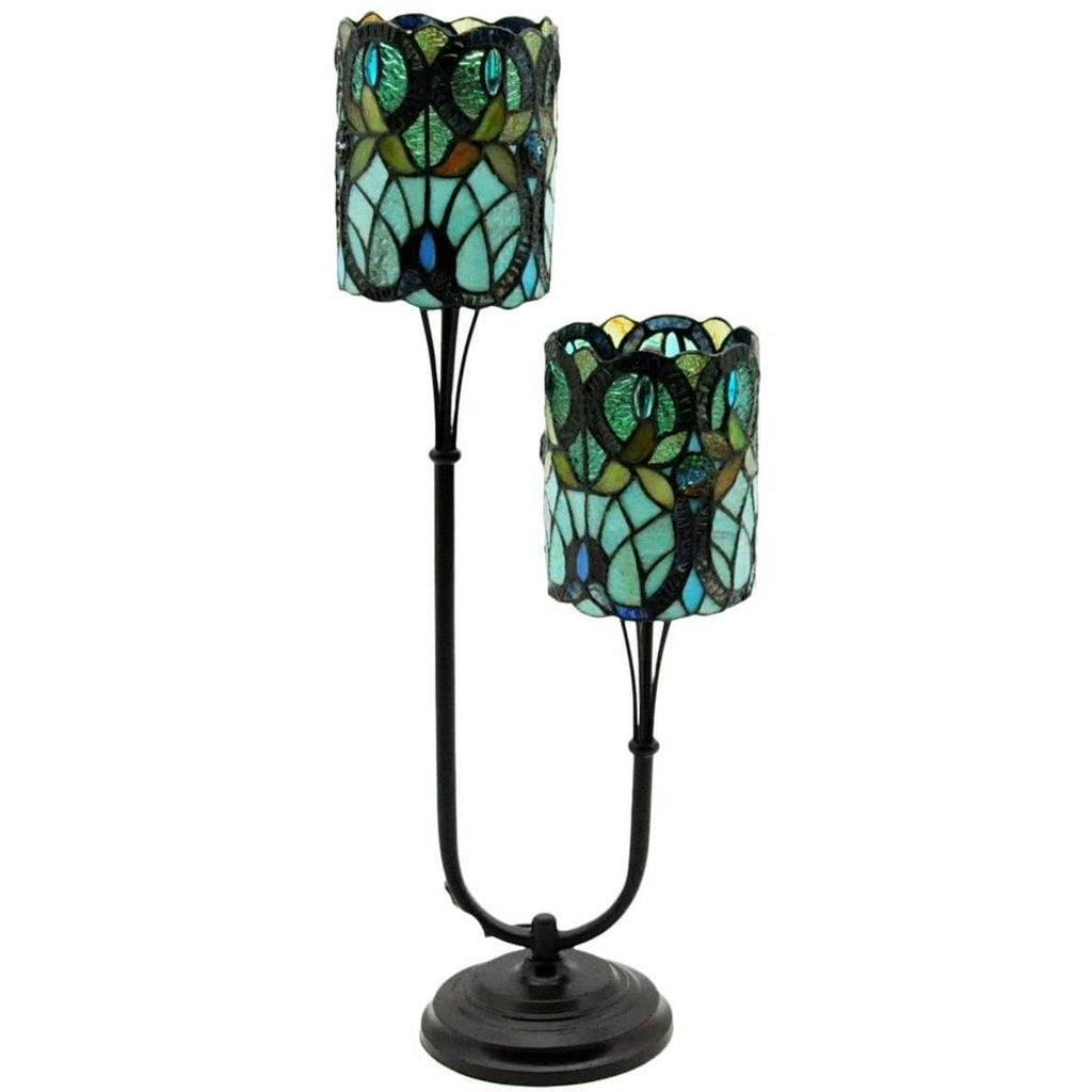 twin stem stained glass lamp