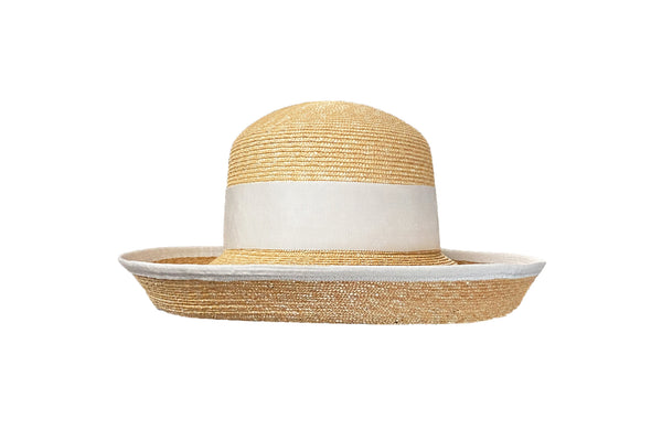 Women's Wide Upturned Brim Straw Hat with Ribbon   Peter Beaton