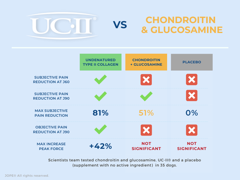 Comparison UC-II® collagen with glucosamin and chondroitin for dogs