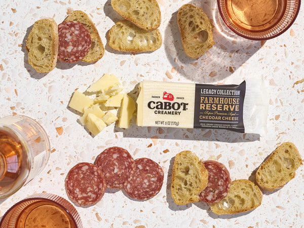 Cabot Cheese and Salami with Rose wine