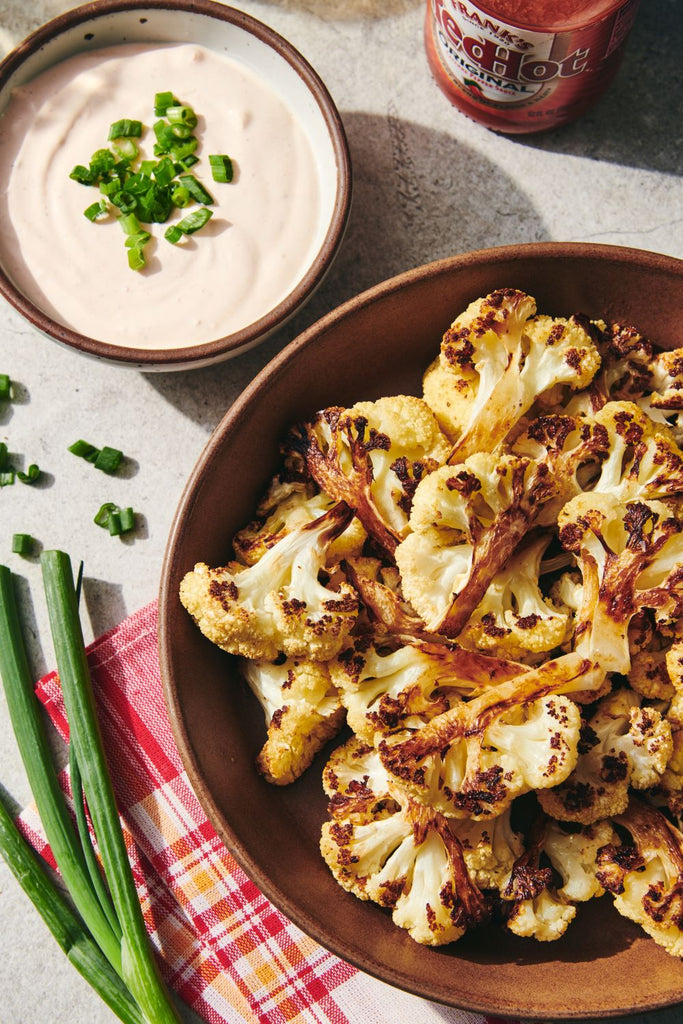 Cauliflower Wings with Buffalo Yogurt Dip