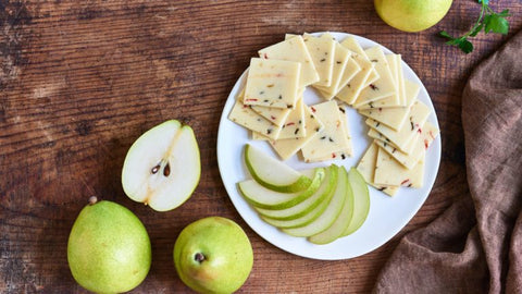 Anjou Pear and Pepper Jack Cracker Cuts