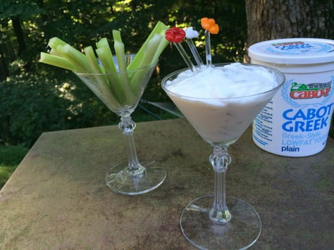 Yogurt Dip and Crudites in Martini Glasses