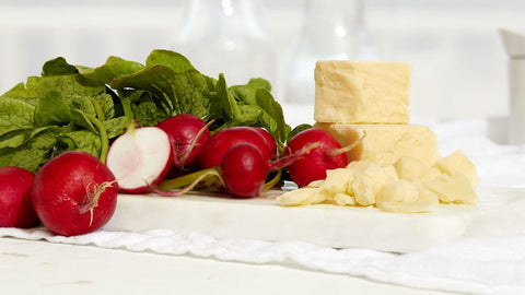 Cabot cheddar and Radishes