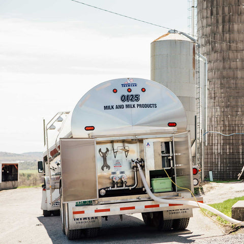 Cabot milk truck collects the milk.