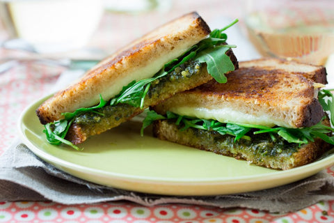 Pesto and Arugula Grilled Cheese