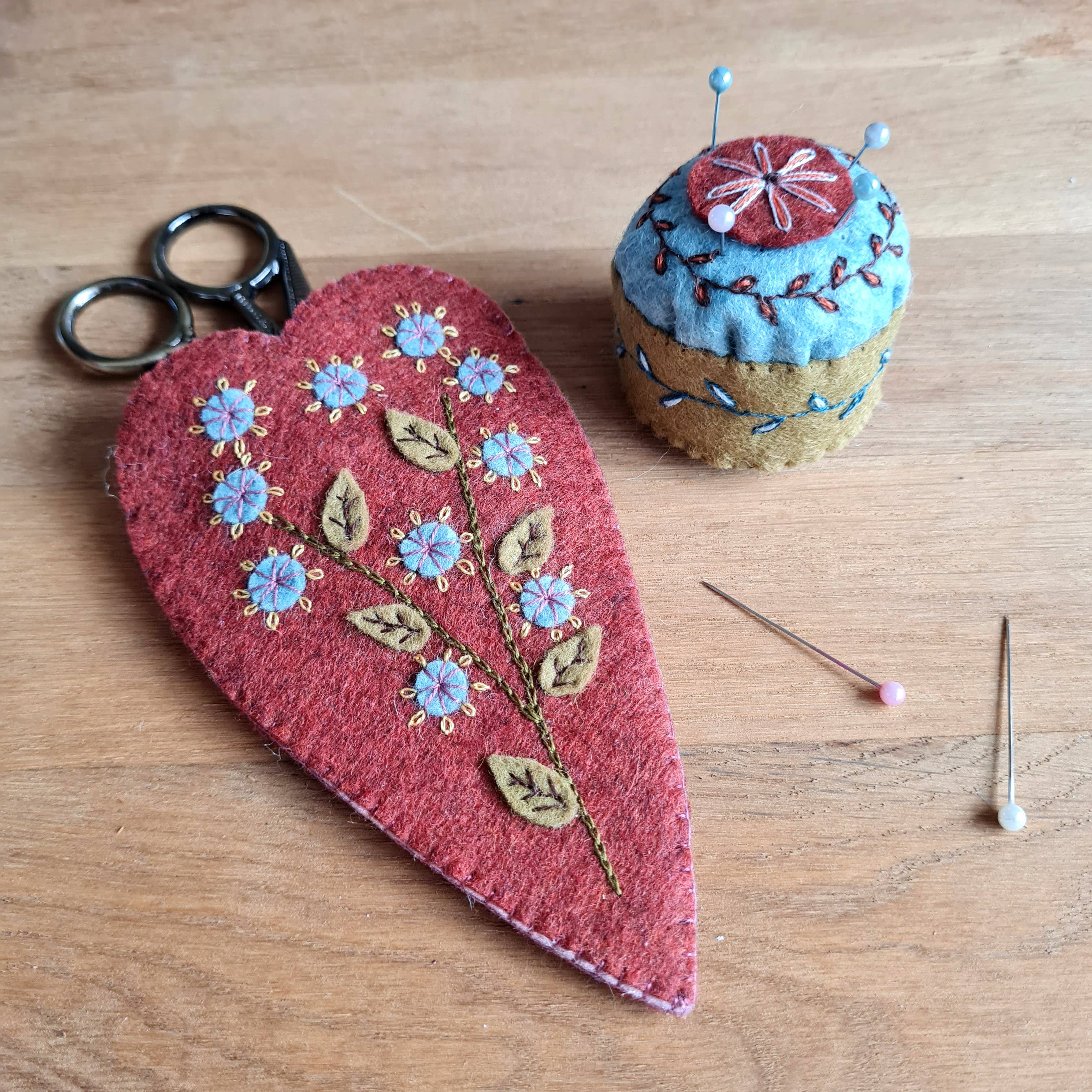 Embroidered Scissors Pouch and Mini Pin Cushion - Bellas Flock product image