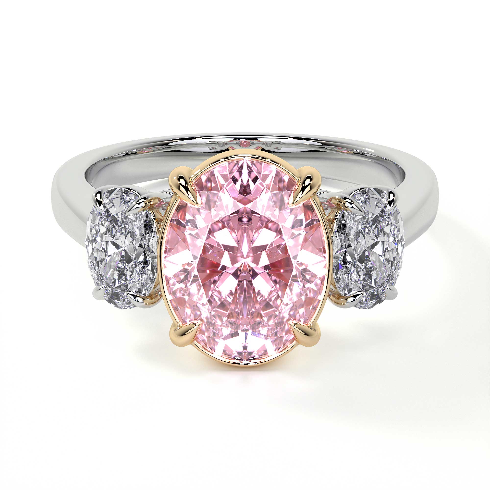 Pink Oval Cluster Diamond Flower Ring – Leviev Diamonds