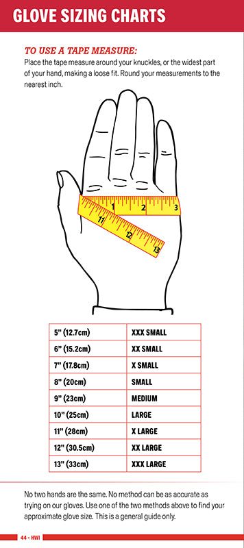 Dive Glove Size Chart