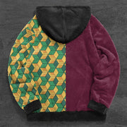 Retro print trendy brand fleece jacket