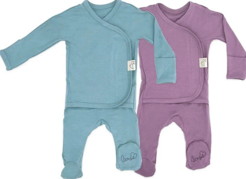 Bonsie’s Baby Bundle of 2 Different-Colored Footies - Fig & Ripple Twin Pack.