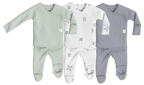 Baby Bundle Footie - Avocado, Star & Fog Triple Pack.