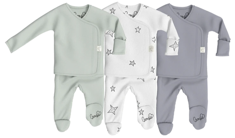 Baby Bundle Footie - Avocado, Star & Fog Triple Pack.