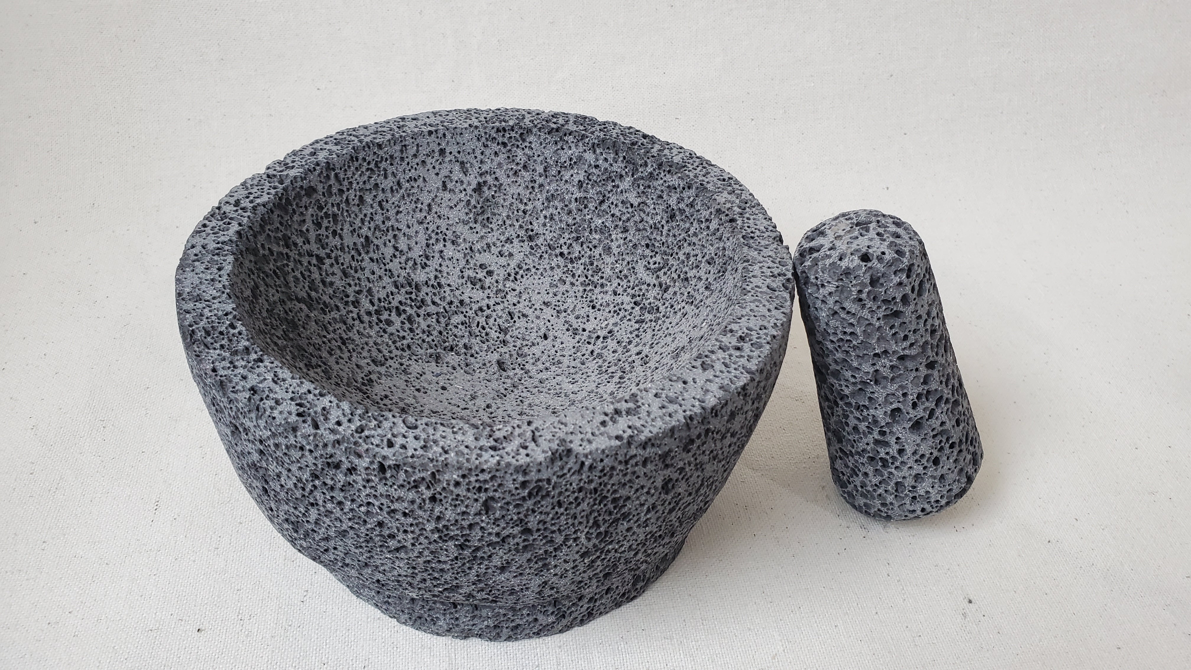 Traditional Basalt Mortar and Pestle from Mexico, 'Taste of Tradition