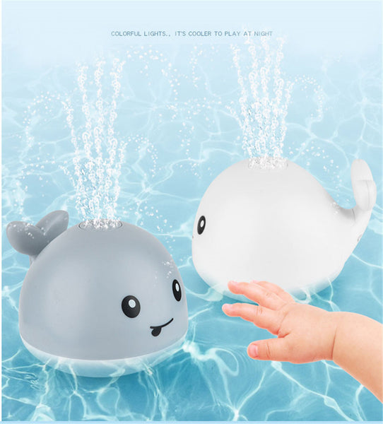 Grey And White Automatic Water Spraying Whale Bath Toy